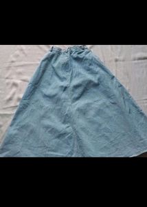 Blue Denim Flared Frock Skirt