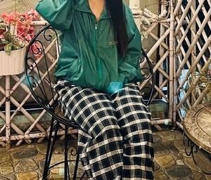 Black Checked Trousers