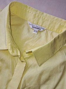 Yellow Ruffle-Sleeve Button-Down
