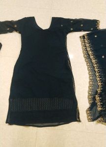 New Elegant Navy &amp; Gold Indian Dress