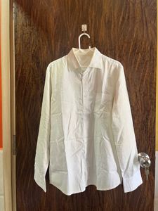 42/L Men Cotton White Shirt