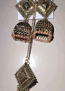 Jhumka Earrings with Chain