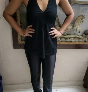 Black Cotton Jaali Top