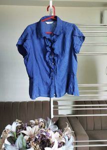 Blue Ruffled Blouse