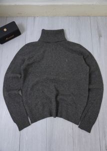 Grey Turtleneck Knit Sweater