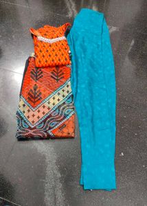 Orange Three Piece Set Straight Kurti