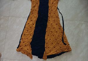 Boho Chic Mustard &amp; Navy Dress