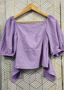 New ZUDIO Purple Crop-top | Tie At The Back