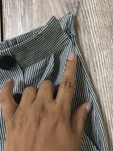 Striped Wide Leg Pants + body suit + black top