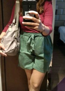 Olive Green Tie-Waist Shorts