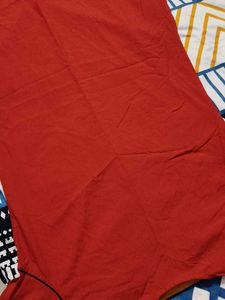 Women Red Embroidery Cotton Mix Casual Kurta