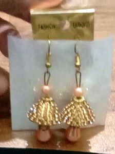 Vintage Gold &amp; Peach Dangle Earrings