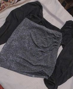 Asymmetric Party Wear Mini Skirt