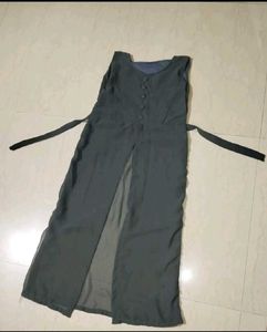 Ladies Solid Georgette Frontslit Kurta (Gray)
