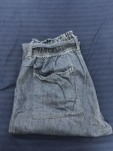 Denim Paperbag Waist Pants