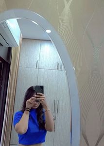 Blue Crop Top, with Mandarin Collar