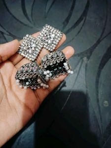 Silver Jhumka Earrings