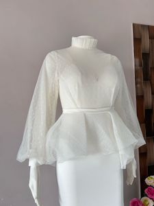 White High Neck Peplum Mermaid Gown