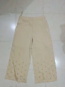 Embroidered Wide Leg Pants