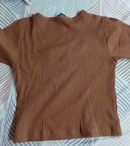 Brown 'New York' Crop Top