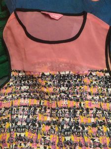 Pink And Black Colour Used Kurti