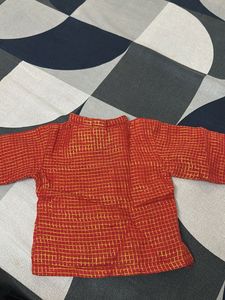 Red &amp; Gold Indian Skirt Set For Kids