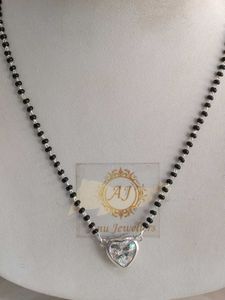 925 Silver Heart Shape Mangalsutra Wth Hallmarked