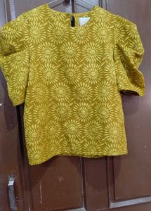 Olive Floral Puff Sleeve Top