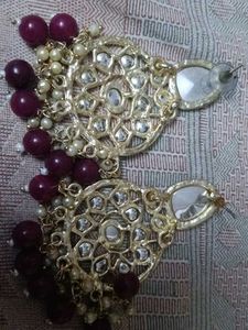 Statement Earrings with Pearls &amp; Burgundy Beads