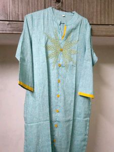 Embroidery Work Collar Neck Kurta With Front Open
