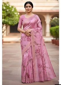 Elegant Pink Floral Saree
