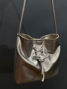 Silver Metallic Bucket Bag