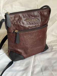Pure Leather Hidesign Brown & Black Sling Bag