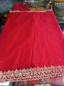 Red Embellished Saree