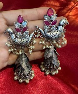 Exquisite Bird Design Jhumka Earrings