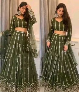 Gorgeous Green Embellished Lehenga Choli