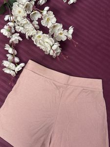 Pink Cute Ribbed Shorts