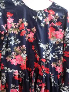 Floral Print Dress front cut design