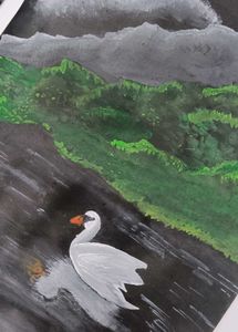 Night Swan Painting