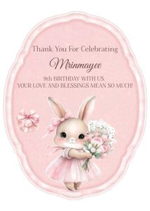 Personalized Bunny Birthday Thank You Tag