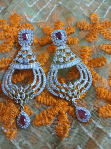 Red Stone Ad Earings Functinable