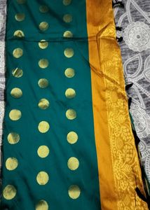 Traditional Saree Green With Gold Zari Pallu