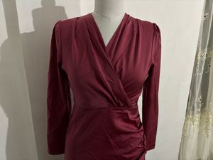 Burgundy Ruched Bodycon Dress