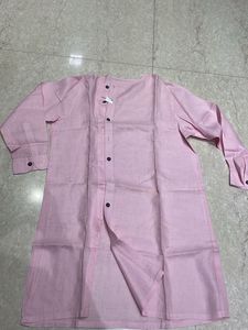 Pink Linen Button-Down Kurta