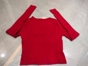 RED 🍒 CROPPED WOOL TOP