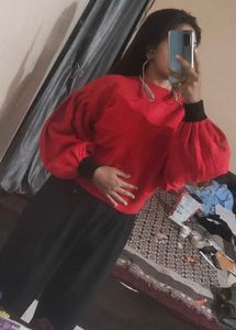 Red Balloon Sleeve Sweater❣️🎀