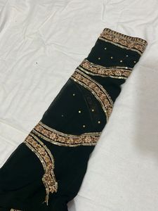 Elegant Green &amp; Gold Embroidered Outfit Pakistani