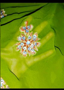 Olive Green Embroidered Sari