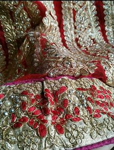 Elegant Red &amp; Gold Lehenga Set (Blouse+Duppata)