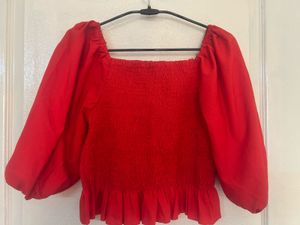 Red Puff Sleeve Top